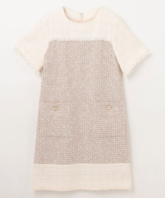 GRACE CONTINENTAL ツイードコンビミニワンピース ベージュ