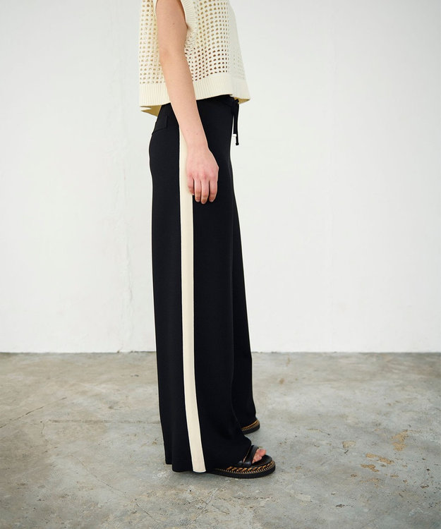 GRACE CONTINENTAL バイカラーニットパンツ ブラック