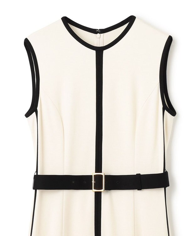 GRACE CONTINENTAL 配色ポンチフレアワンピース ホワイト