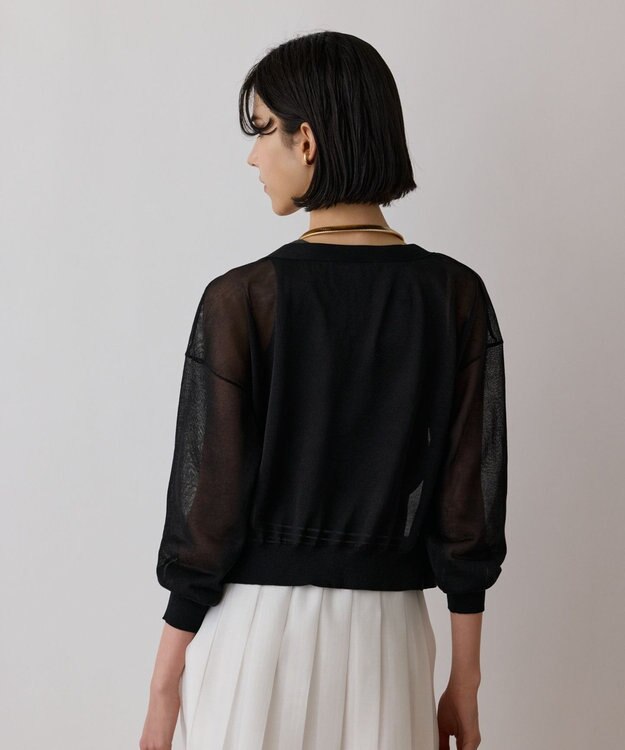 GRACE CONTINENTAL ブライトシアーニットカーディガン ブラック