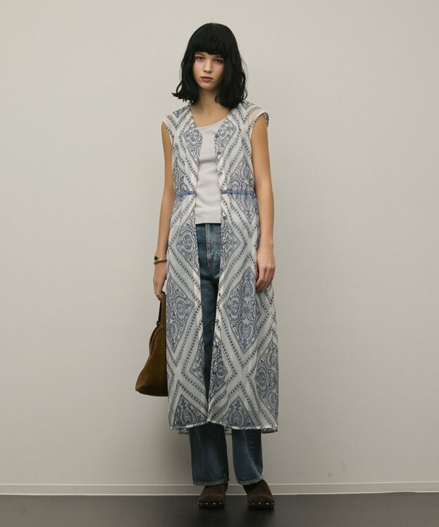 GRACE CONTINENTAL 刺繍ジレワンピース ブルー