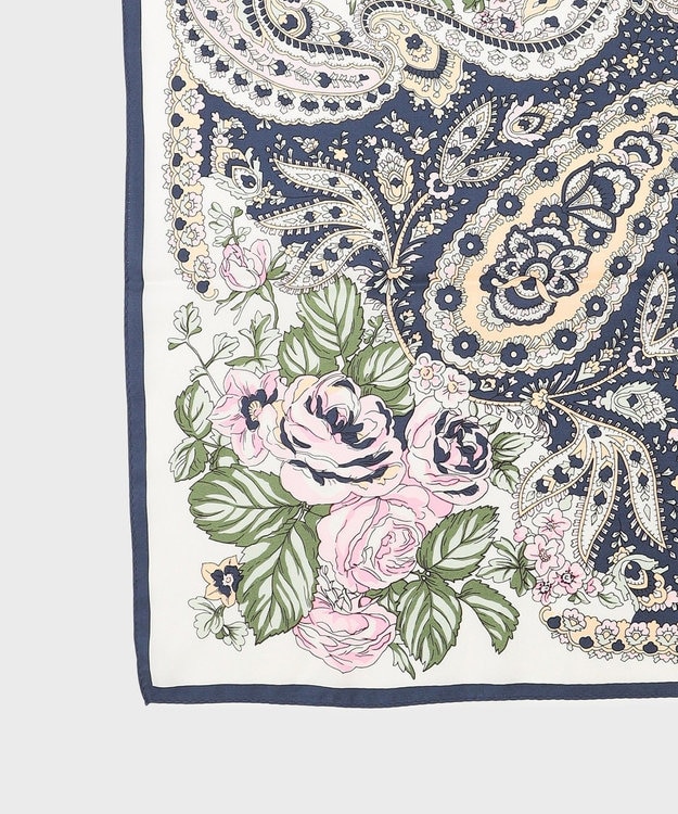 GRACE CONTINENTAL フラワーペイズリースカーフ ネイビー