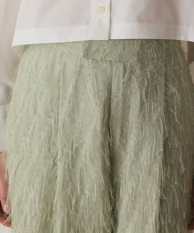 GRACE CONTINENTAL フリンジワンタックパンツ グリーン