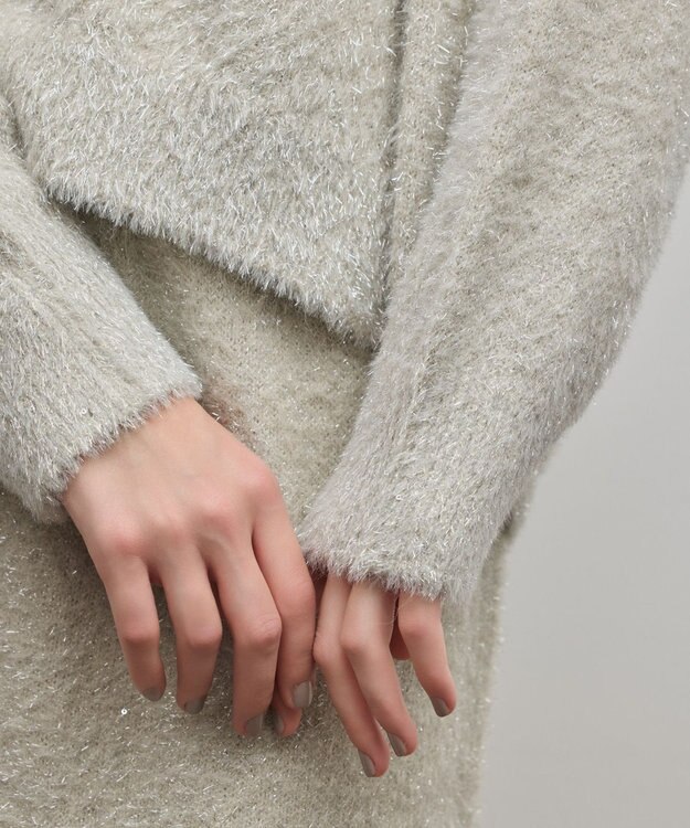 GRACE CONTINENTAL ラメフェザーニットトップ グレー