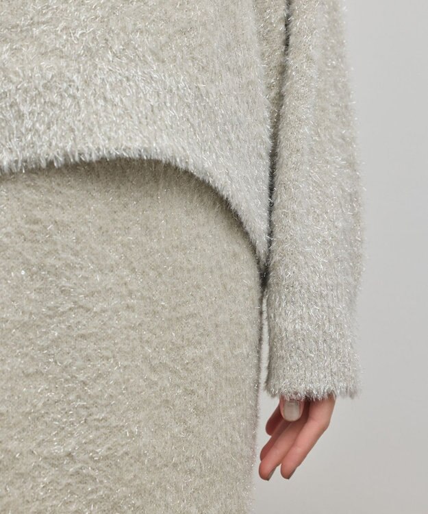 GRACE CONTINENTAL ラメフェザーニットトップ グレー