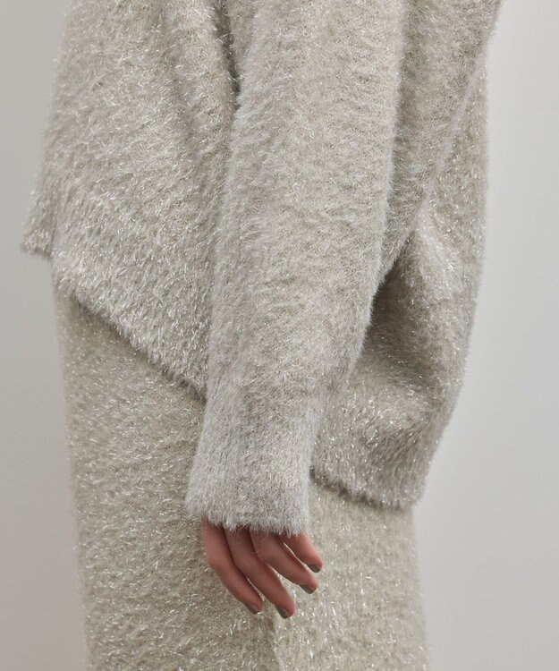 GRACE CONTINENTAL ラメフェザーニットトップ グレー