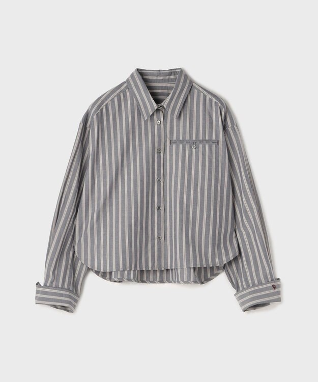 GRACE CONTINENTAL ストライプショートシャツ ブラック