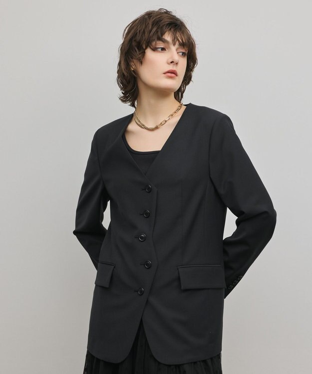 GRACE CONTINENTAL デザインフロントジャケット ブラック