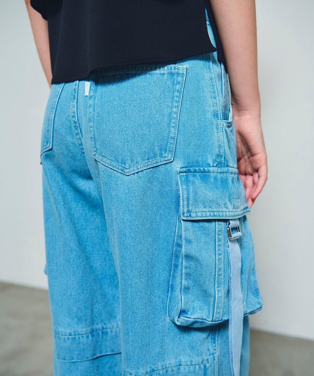 GRACE CONTINENTAL コクーンデニムカーゴパンツ ブルー