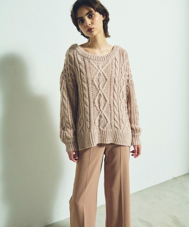 GRACE CONTINENTAL スパングルケーブルニット ピンク