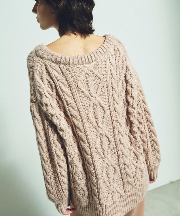 GRACE CONTINENTAL スパングルケーブルニット ピンク