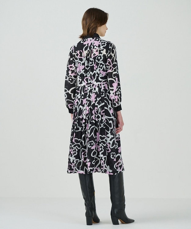 GRACE CONTINENTAL キカフラワープリーツドレス ブラック