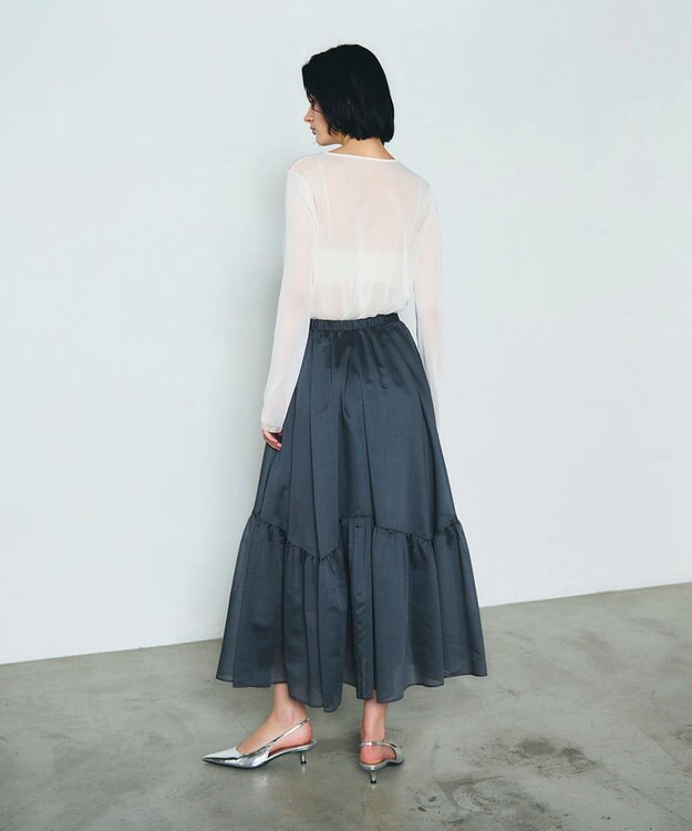 GRACE CONTINENTAL ティアードボリュームスカート グレー
