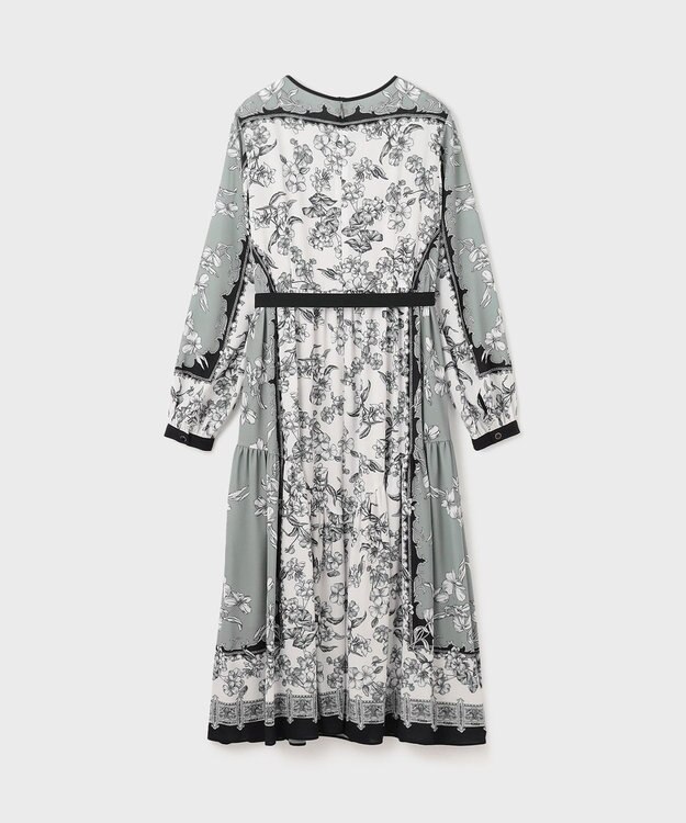 GRACE CONTINENTAL フラワーパネルプリントワンピース ブラック