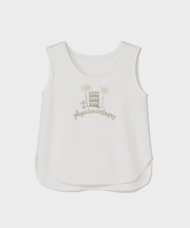 GRACE CONTINENTAL ビジューモチーフノースリーブ ホワイト