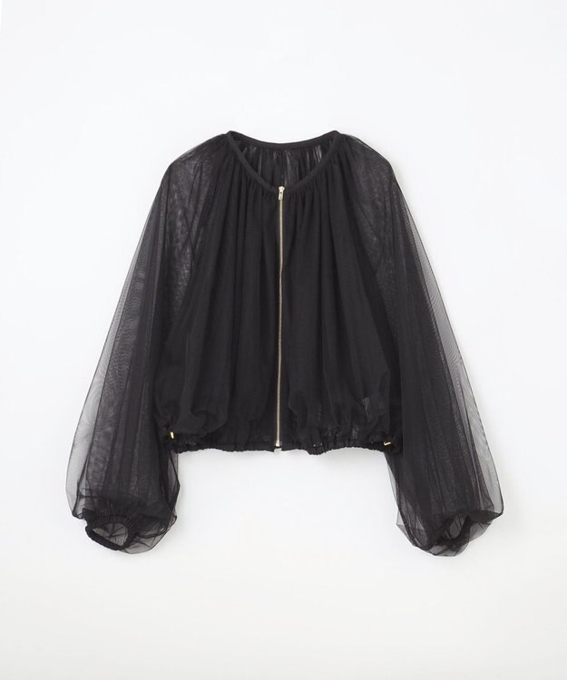 GRACE CONTINENTAL ギャザーチュールブルゾン ブラック