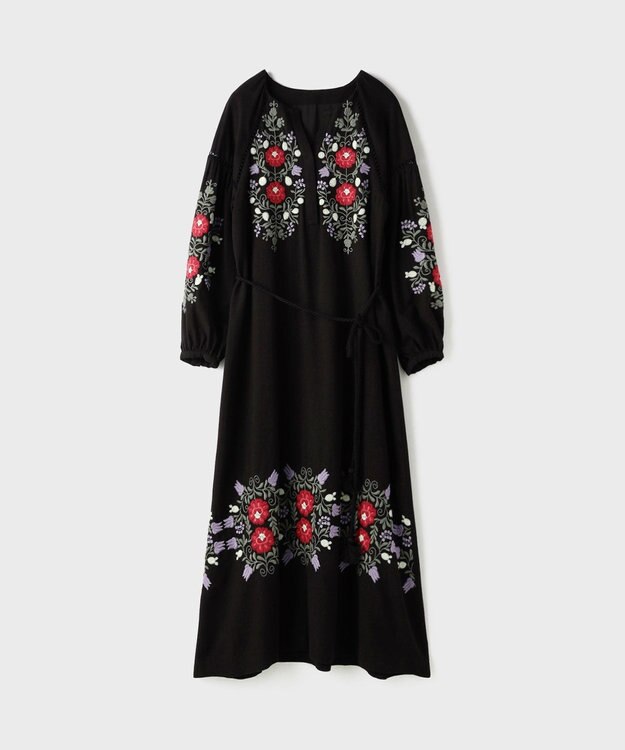 GRACE CONTINENTAL エンブロイダリーカフタンワンピース ブラック
