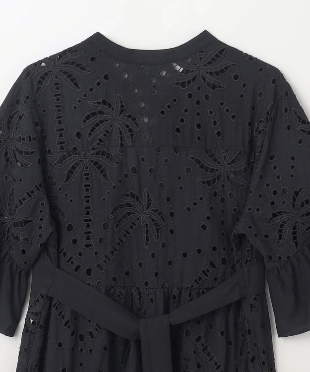 GRACE CONTINENTAL ヤシ柄カットワークワンピース ブラック