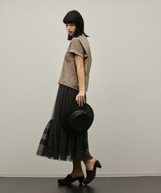 GRACE CONTINENTAL チュールティアードスカート グレー