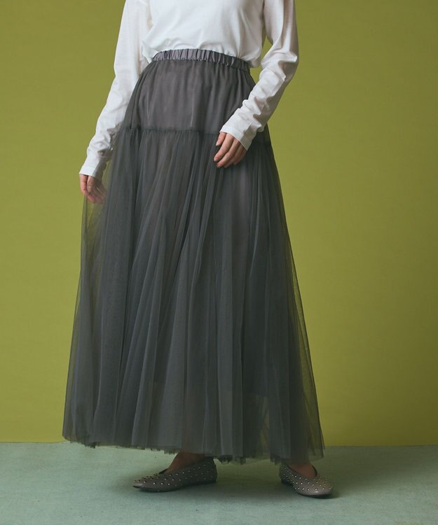 GRACE CONTINENTAL チュールボリュームスカート グレー