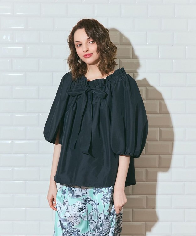 GRACE CONTINENTAL ボリュームスリーブトップ ブラック