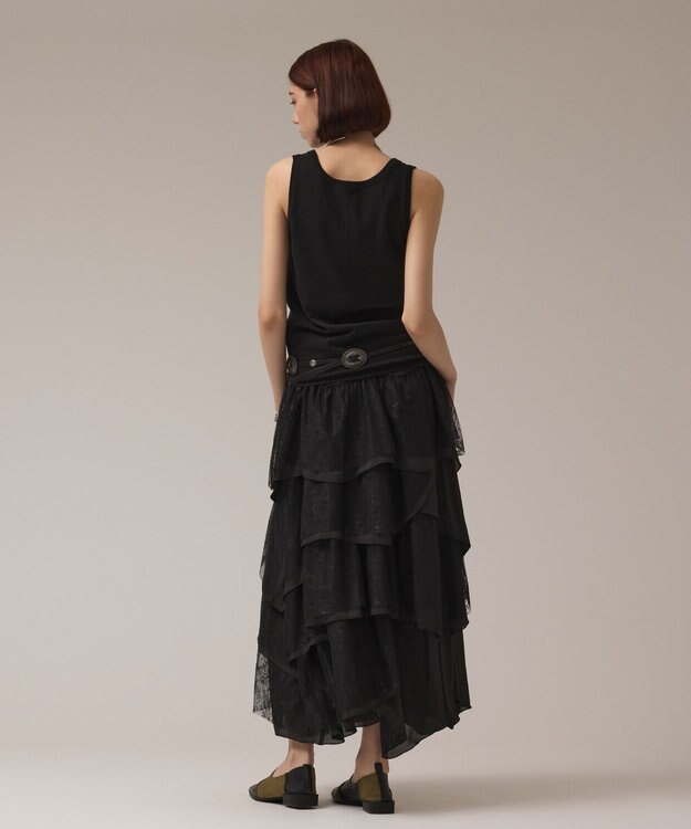 GRACE CONTINENTAL レースコンビティアードスカート ブラック