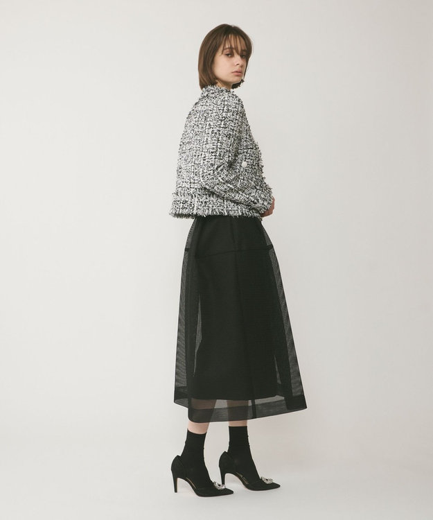 GRACE CONTINENTAL フリンジツイードジャケット ブラック