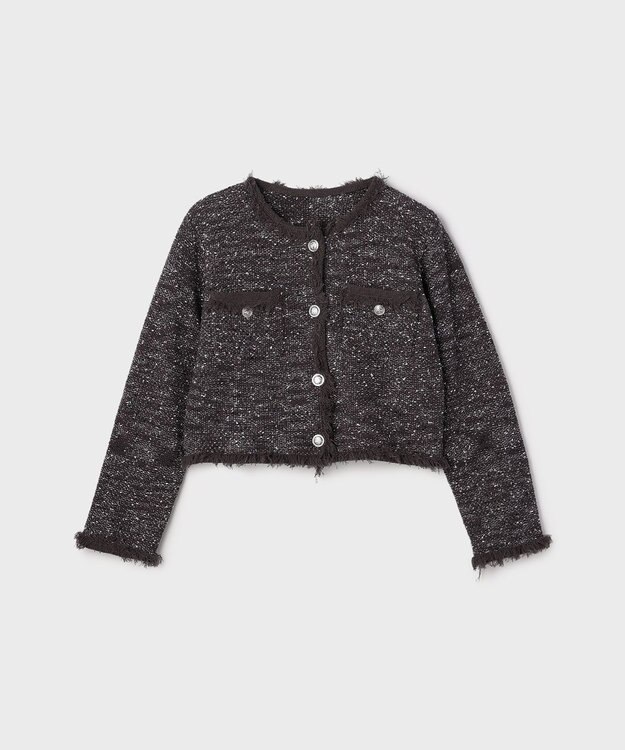 GRACE CONTINENTAL ツイードニットカーディガン ブラック