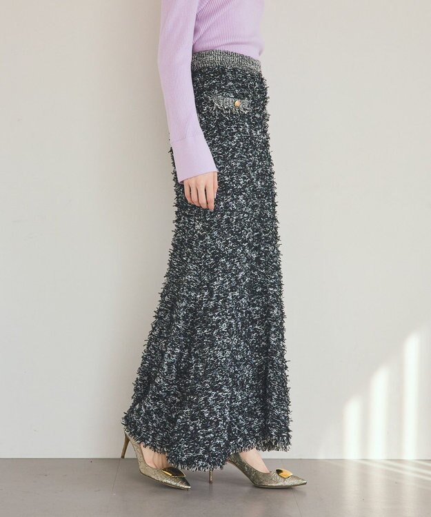 GRACE CONTINENTAL ツイーディーニットスカート ブラック