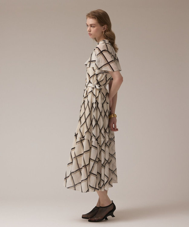 プリーツプリーズPLEATS PLEASE ウェービングチェックプリントワンピ プリーツプリーズPLEATS PLEASE ウェービングチェックプリント
