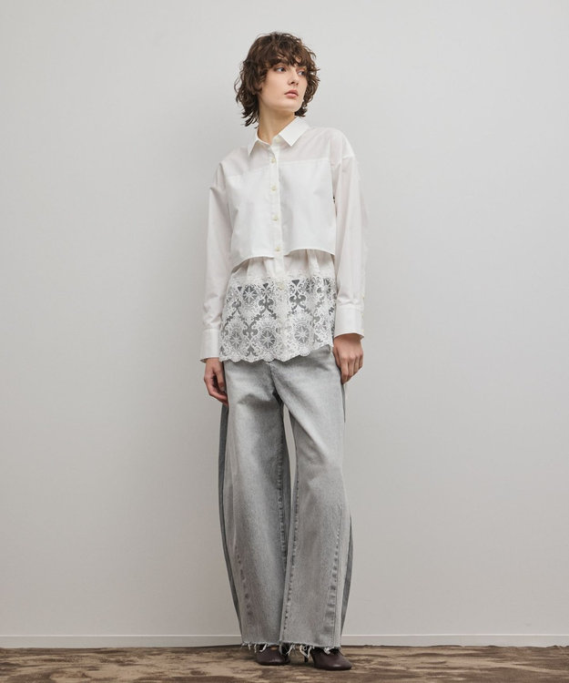 GRACE CONTINENTAL レースティアードシャツ ホワイト