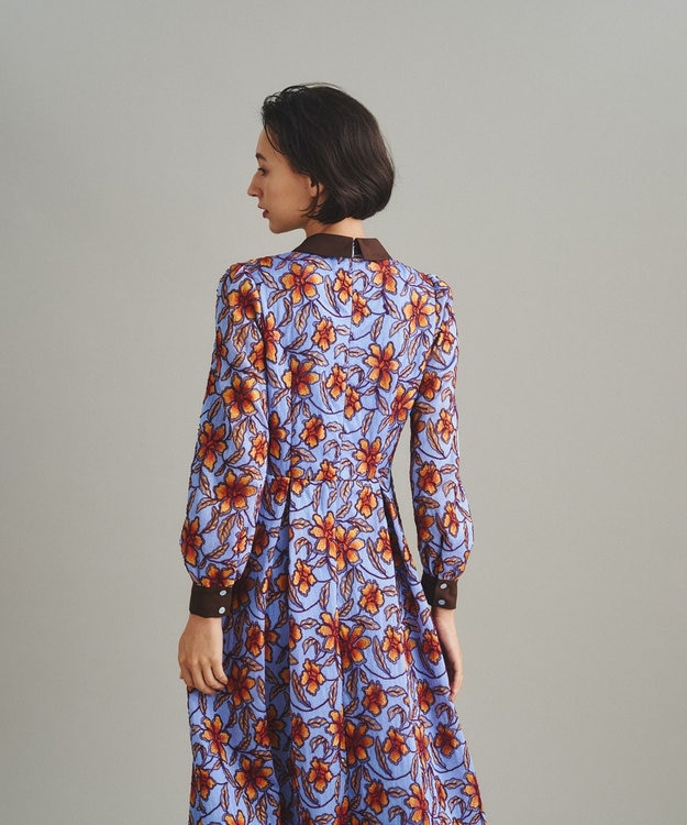 GRACE CONTINENTAL レース刺繍タックワンピース ブルー