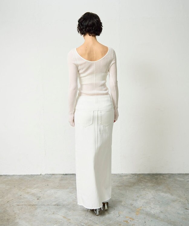 GRACE CONTINENTAL ラメシアーリブニットトップ ホワイト