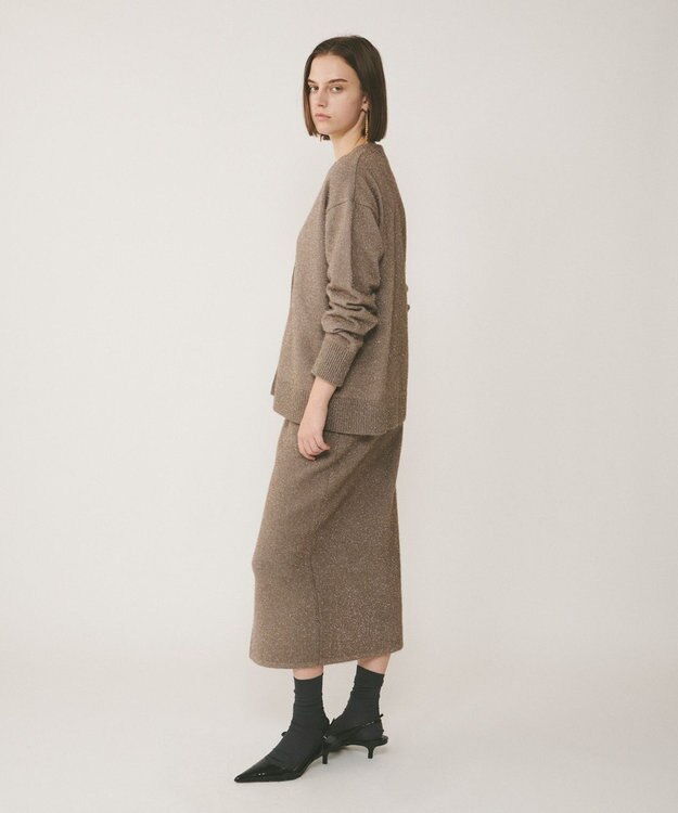 GRACE CONTINENTAL フィルムヤーンニットカーディガン ベージュ