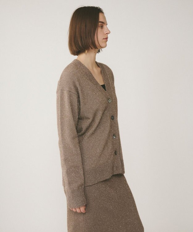 GRACE CONTINENTAL フィルムヤーンニットカーディガン ベージュ