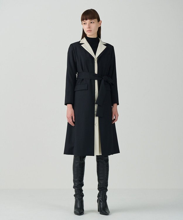 GRACE CONTINENTAL シルクウールトコートドレス ブラック