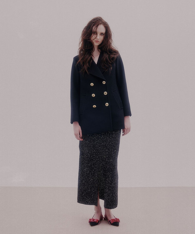 GRACE CONTINENTAL サイドスリットPコート ブラック