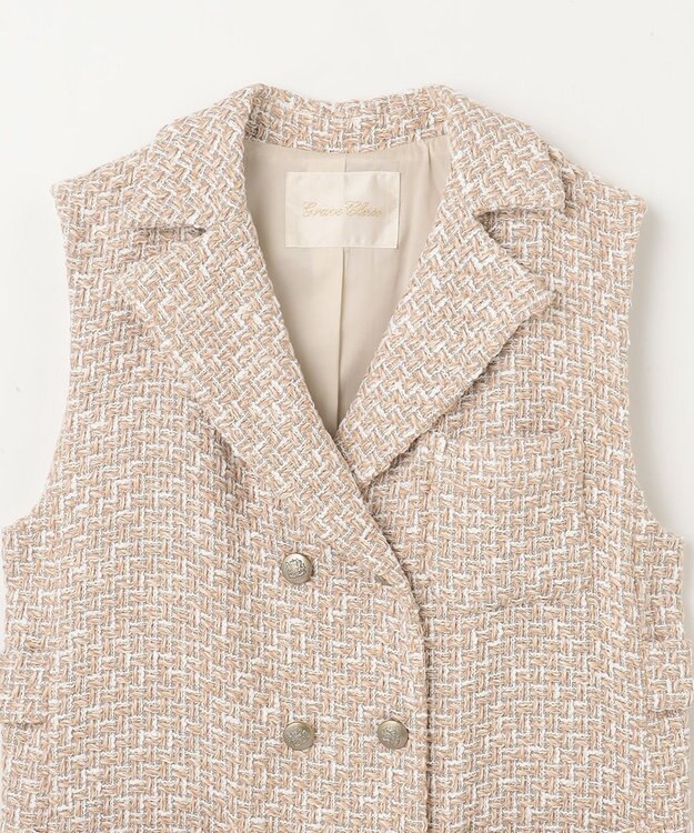 GRACE CONTINENTAL ツイードジレワンピース ベージュ