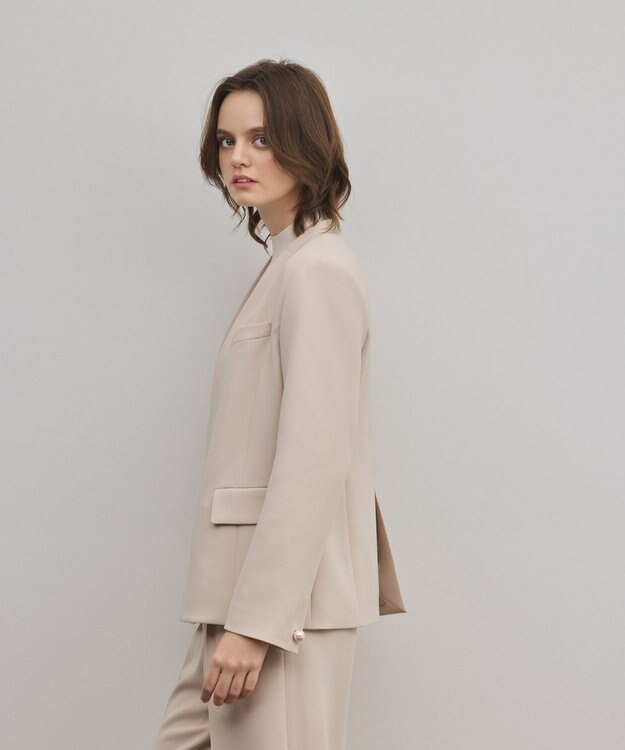 GRACE CONTINENTAL トリアセノーカラージャケット ベージュ