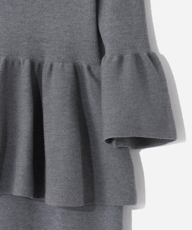 GRACE CONTINENTAL ペプラムニットワンピース グレー