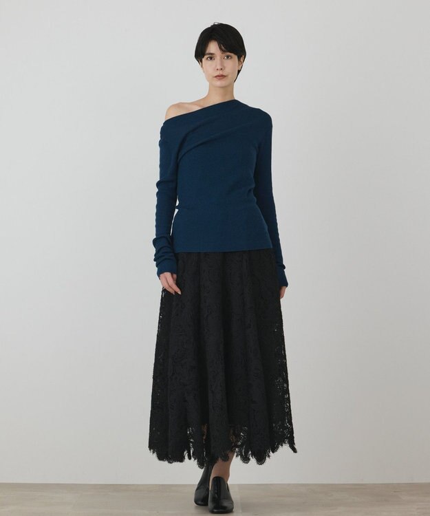 GRACE CONTINENTAL レースフレアスカート ブラック