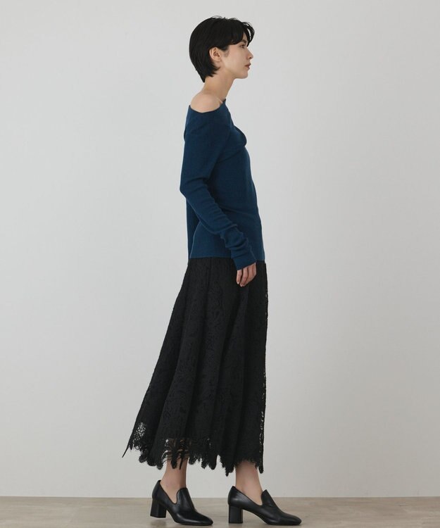 GRACE CONTINENTAL レースフレアスカート ブラック