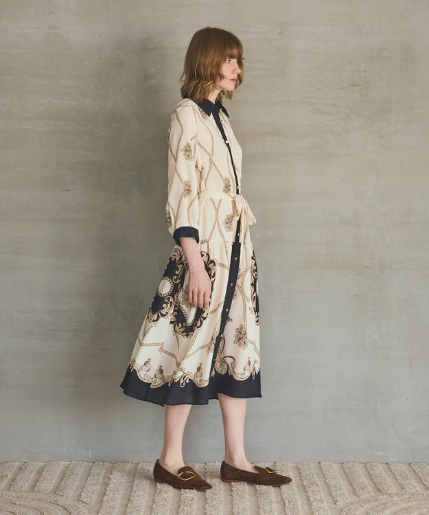 GRACE CONTINENTAL スカーフプリントシャツワンピース キナリ