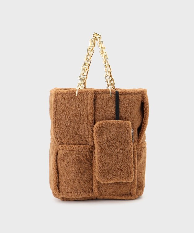 GRACE CONTINENTAL LA フェイクボアバッグ キャメル