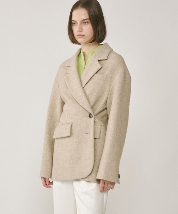 GRACE CONTINENTAL ヘリンボーンツイードジャケット ベージュ