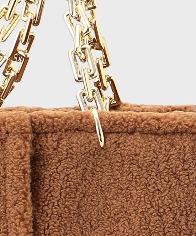 GRACE CONTINENTAL LA フェイクボアバッグ キャメル