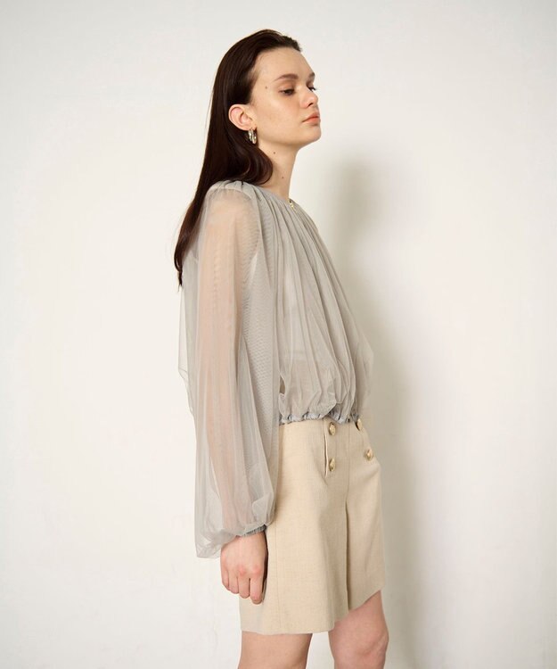 GRACE CONTINENTAL ギャザーチュールブルゾン カーキ