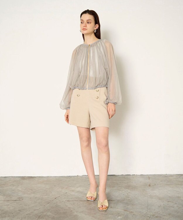 GRACE CONTINENTAL ギャザーチュールブルゾン カーキ