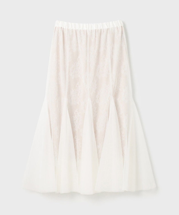 GRACE CONTINENTAL レースレイヤードチュールスカート ホワイト
