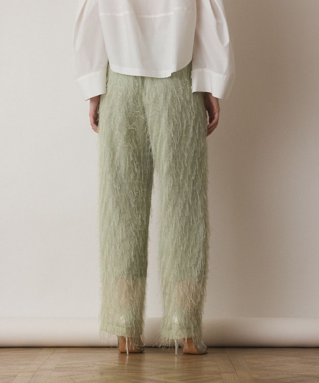 GRACE CONTINENTAL フリンジワンタックパンツ グリーン